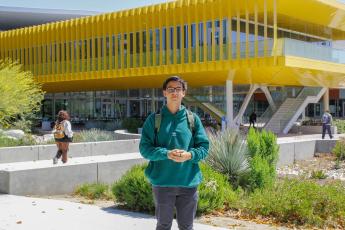 Student outside of LAVC Building