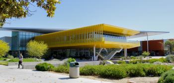 Student Union Building with Person Walkin