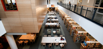 Overhead view of Library inside the Library & Academic Resource Center 