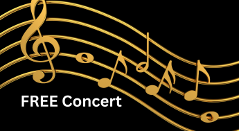 Musical notes background with Free Concert