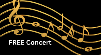 Musical notes background with Free Concert 