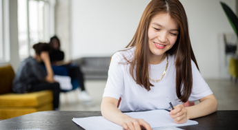 Girl studying in study lounge