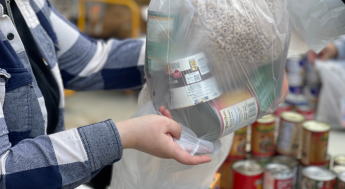 Nonperishable food in a bag distributed at Monarchs Market Food Pantry