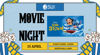 Blue background with film strips and popcorn for lilo and stitch movie night