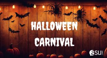 orange background with pumpkins and bats for halloween carnival