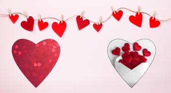 pink background with red hearts