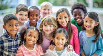 Diverse group of kids smiling