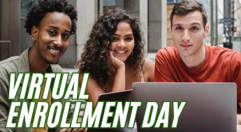 Students on a laptop getting help at virtual Enrollment Day