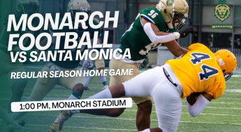 Monarch football team competes against Santa Monica College in a competitive match. 