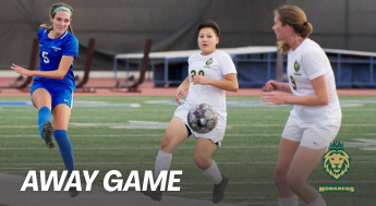 Monarchs Women's Soccer game scene featuring players on the field with the text "away game" in the bottom left corner.
