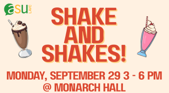 Milkshakes and red letter that read shake and shakes