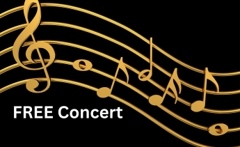 Musical notes background with Free Concert 