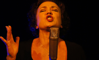 Singer with a microphone