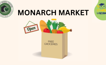 Free Groceries at Monarch Market with Basic Needs Center and Student Lunchbox logos