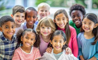 Diverse group of kids smiling