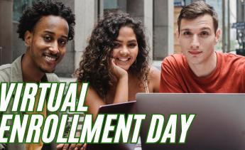 Students on a laptop getting help at virtual Enrollment Day