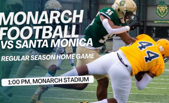 Monarch football team competes against Santa Monica College in a competitive match. 