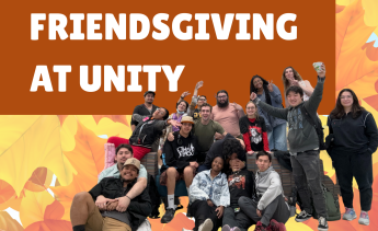 a group of students at the unity center posing for a picture.