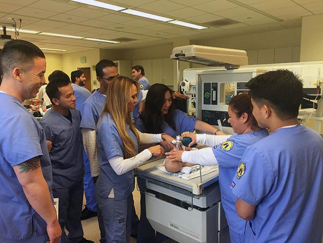 Medical Students Perform Breathing Practice
