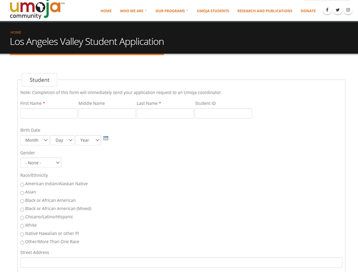 LAVC Student Application