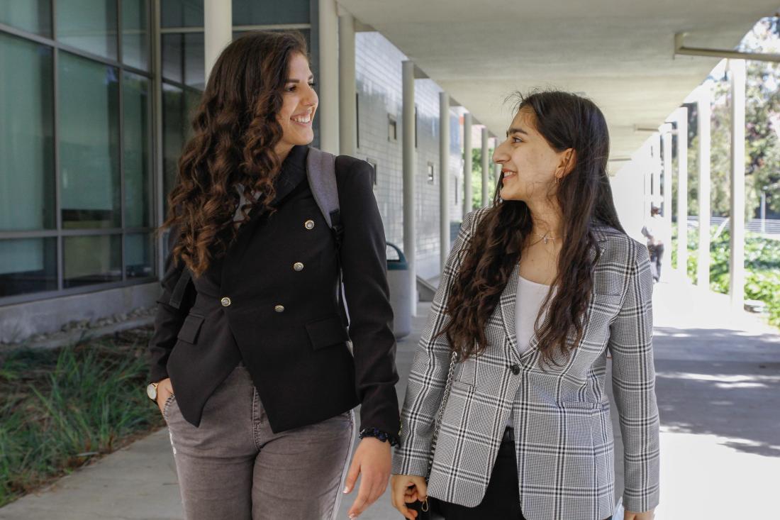 Girls Students Walking on Campus