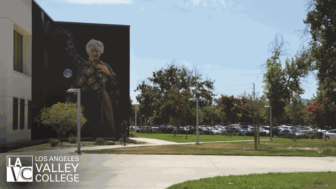 Los Angeles Valley College Bulding with a Painting Zoom Background