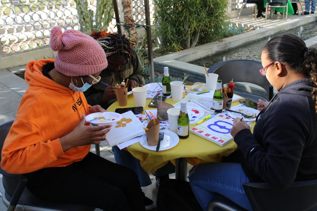 Students painting 