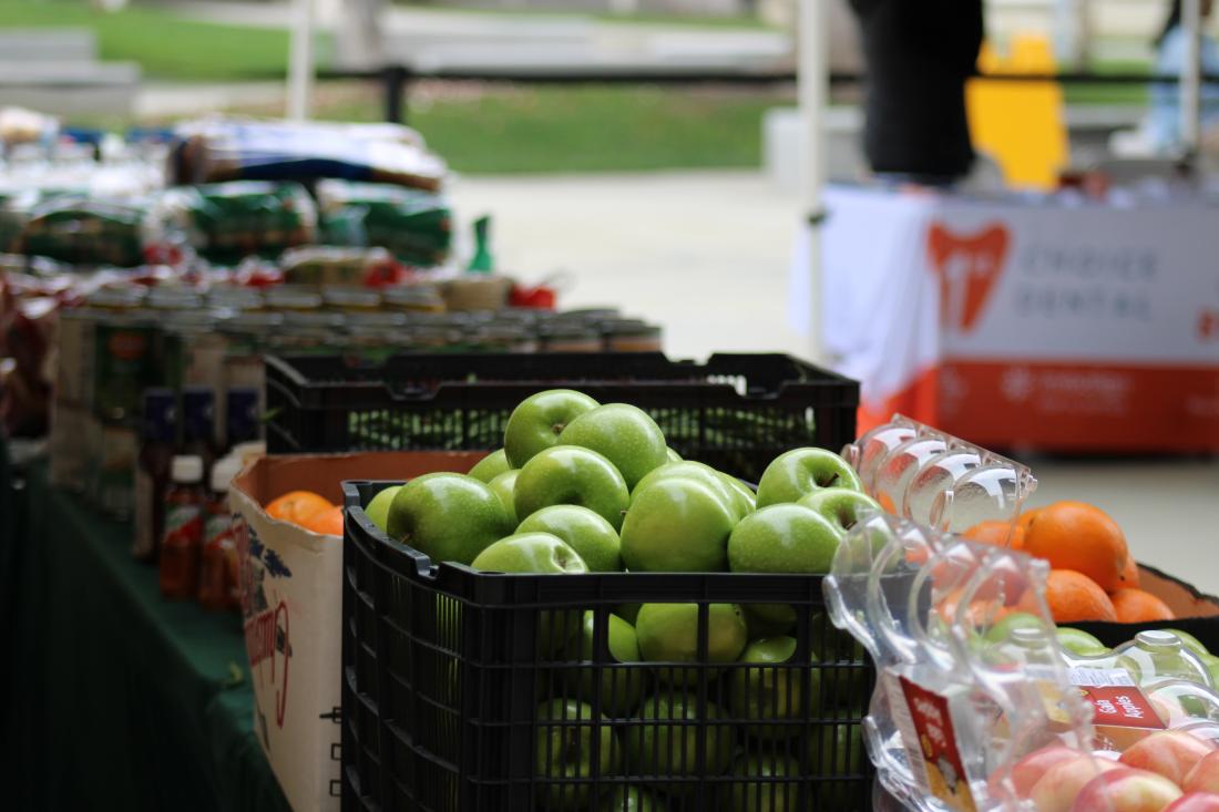 Green apples in a basket