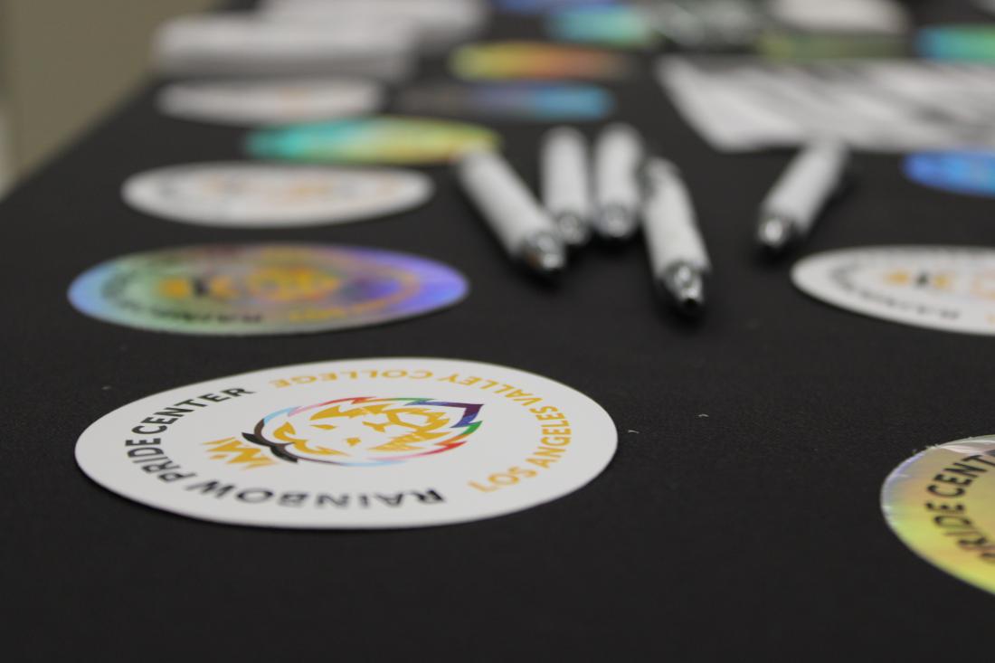 Coasters on the table with pens