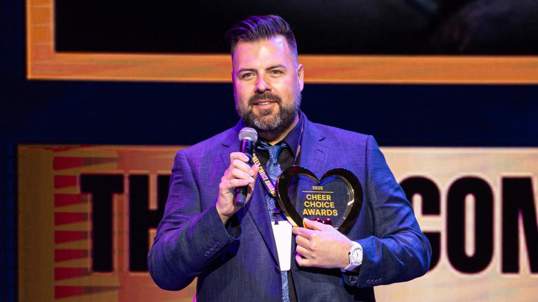 Professor Kevin Briancesco receives his 2025 Cheer Choice Award
