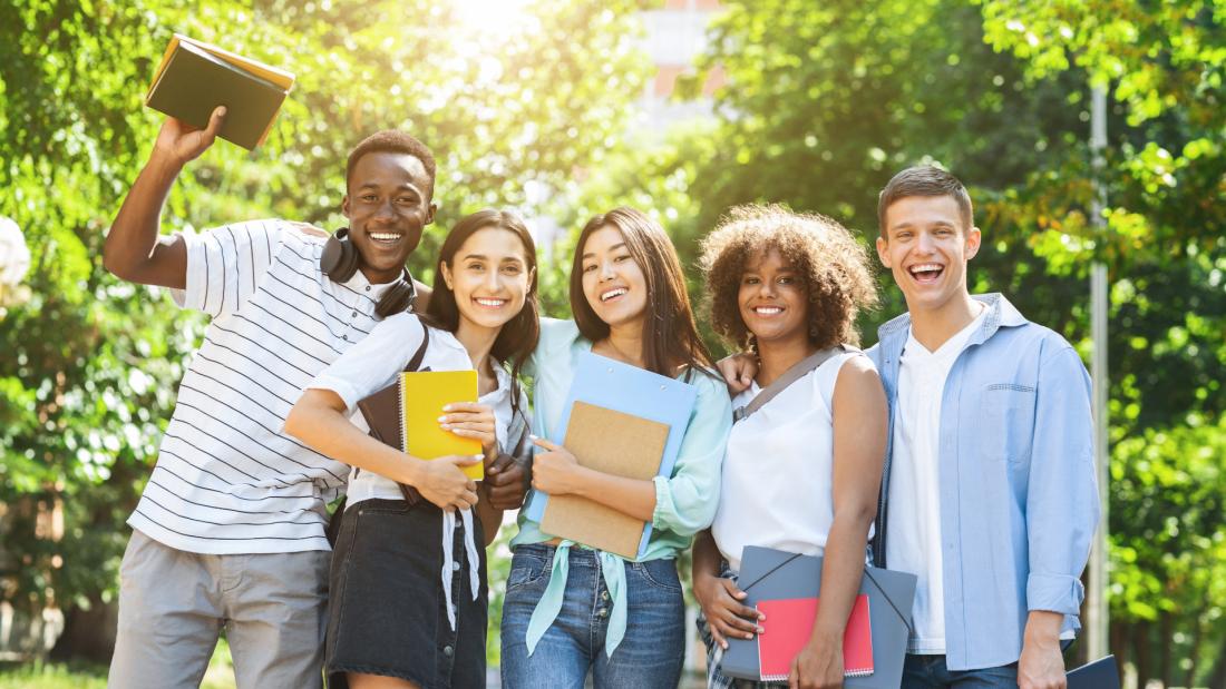Diverse group of college students