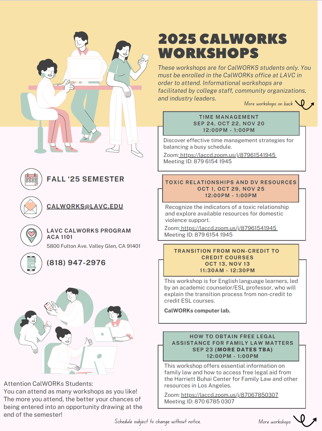 Pg 1 of Fall 25 CWs workshop flyer