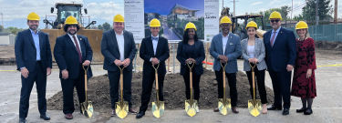 College, District, and elected officials holding gold shovels at the Academic Complex 1 Groundbreaking ceremony