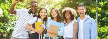 A diverse group of college students
