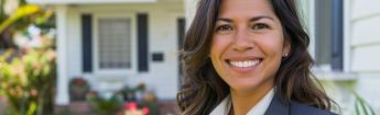 Realtor in front of a house