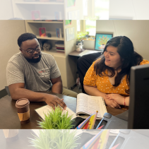 Student meeting with an academic counselor