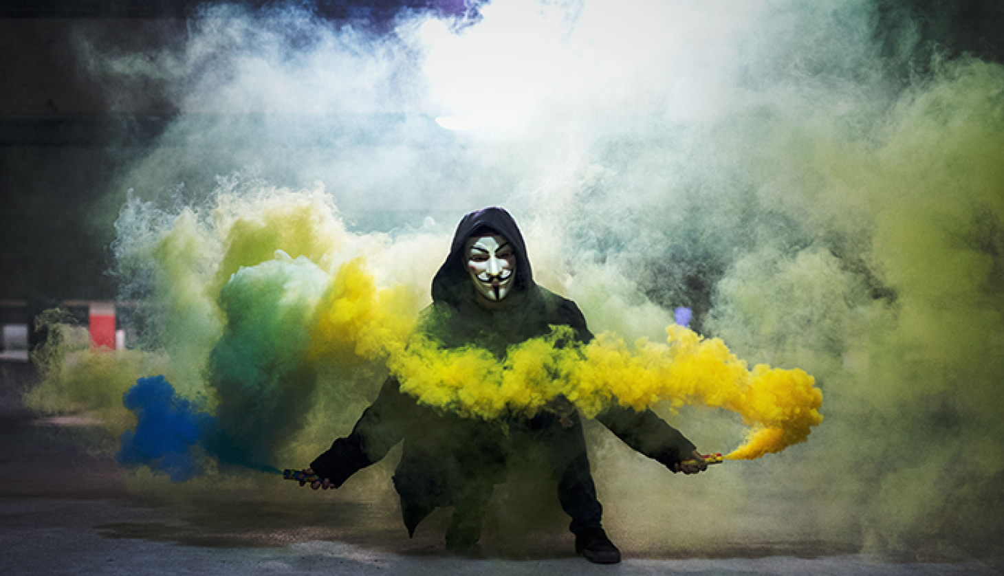 Yellow Smoke with a Person Artistic Photo